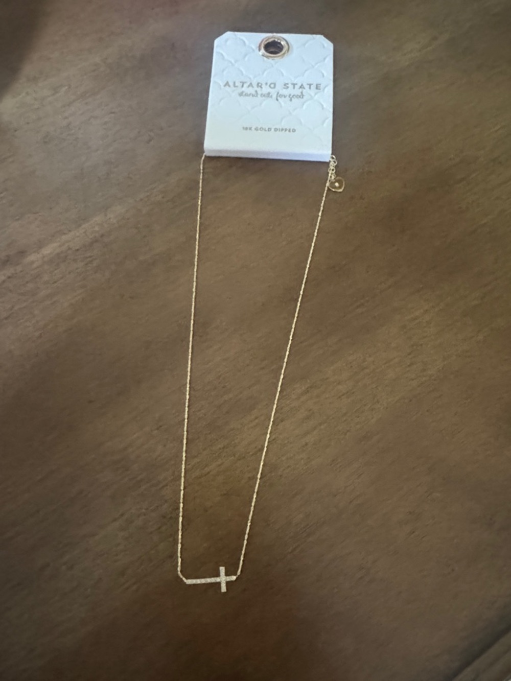 Altar'd State Gold Cross Pendant Necklace 14k Gold Dipped - NWT